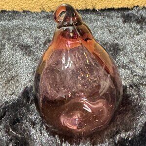 Vintage Blown Glass Purple Pear Paperweight Figurine
